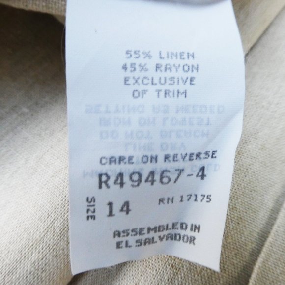 Vintage Peasant Midi Dress Fit Flare Empire Linen Blend Empire Twist Back Tie 14 - Picture 11 of 11